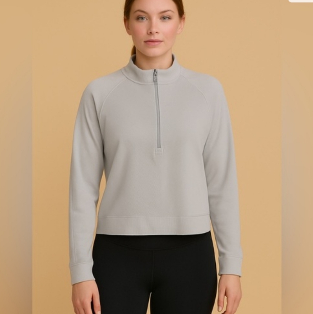 lululemon Light Gray Half-Zip Long Sleeve Top